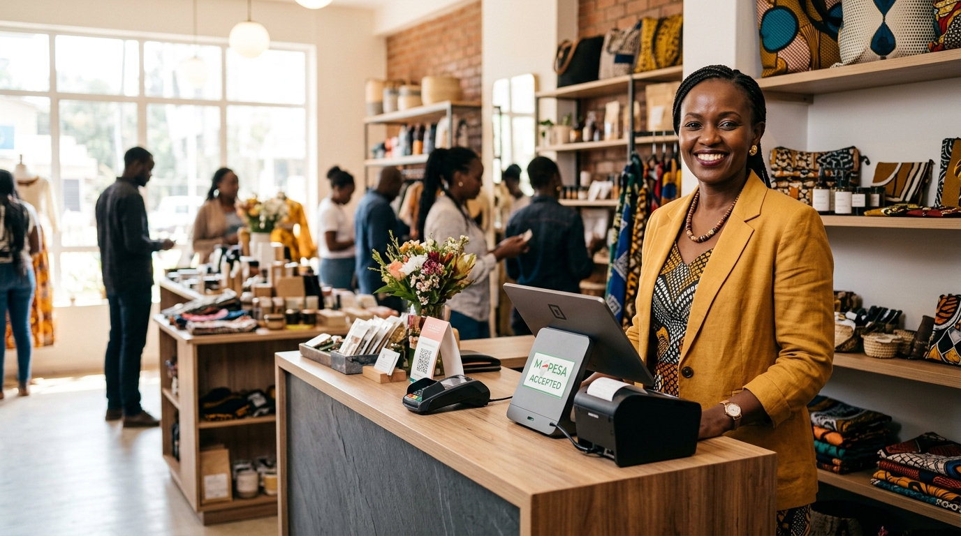 African Business Owner Using SmartMusika POS Platform